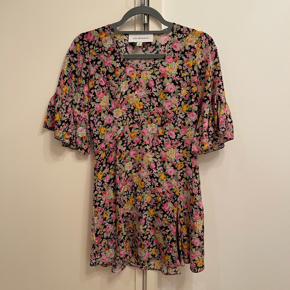 Les Reveries Petite 100% Silk Made in USA Mini Dress Size 2
